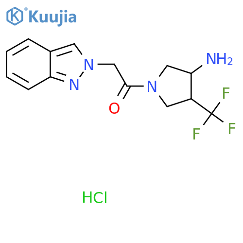 1-[3-amino-4-(trifluoromethyl)pyrrolidin-1-yl]-2-(2H-indazol-2-yl)ethan-1-one hydrochloride structure