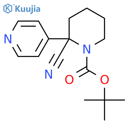 Tert-butyl 2-cyano-2-(pyridin-4-yl)piperidine-1-carboxylate structure