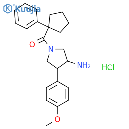 4-(4-Methoxyphenyl)-1-(1-phenylcyclopentanecarbonyl)pyrrolidin-3-amine hydrochloride structure