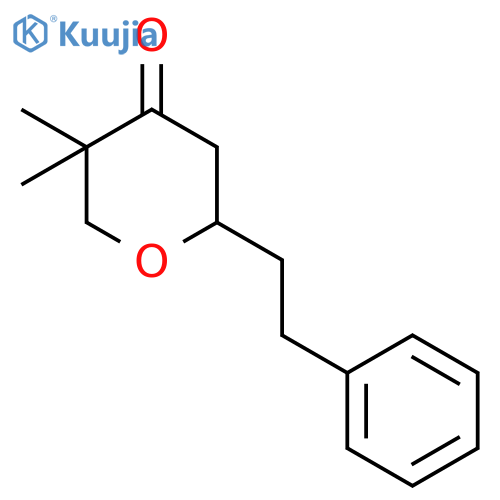 4H-Pyran-4-one, tetrahydro-5,5-dimethyl-2-(2-phenylethyl)- structure