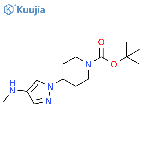 1-Piperidinecarboxylic acid, 4-[4-(methylamino)-1H-pyrazol-1-yl]-, 1,1-dimethylethyl ester structure