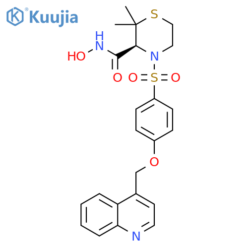 3-Thiomorpholinecarboxamide,N-hydroxy-2,2-dimethyl-4-[[4-(4-quinolinylmethoxy)phenyl]sulfonyl]-,(3S)- structure
