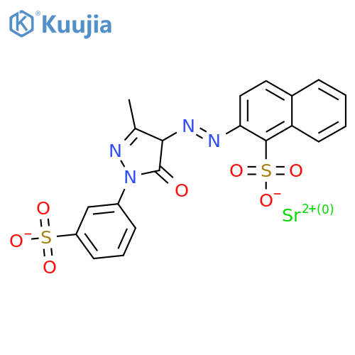 1-Naphthalenesulfonic acid, 2-((4,5-dihydro-3-methyl-5-oxo-1-(3-sulfophenyl)-1H-pyrazol-4-yl)-, strontium salt (1:1) structure