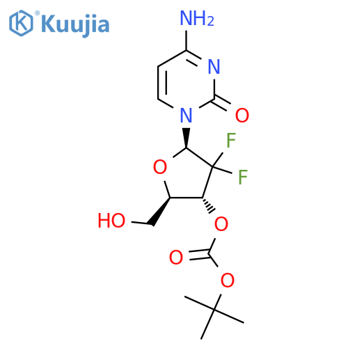 (2R,3R,5R)-5-(4-amino-2-oxopyrimidin-1(2H)-yl)-4,4-difluoro-2-(hydroxymethyl)tetrahydrofuran-3-yl tert-butyl carbonate structure