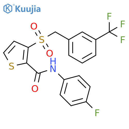 N-(4-FLUOROPHENYL)-3-([3-(TRIFLUOROMETHYL)BENZYL]SULFONYL)-2-THIOPHENECARBOXAMIDE structure