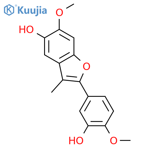 2-(3-hydroxy-4-methoxy-phenyl)-6-methoxy-3-methyl-benzofuran-5-ol structure