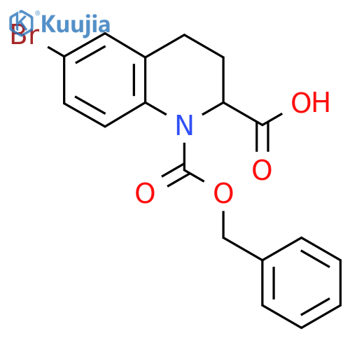 1-(benzyloxy)carbonyl-6-bromo-1,2,3,4-tetrahydroquinoline-2-carboxylic acid structure