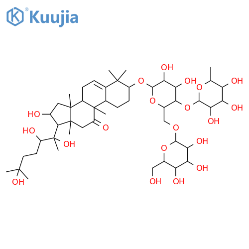 (3b,16a,20R)-3,16,20,22,25-Pentahydroxy-5-cucurbiten-11-one 3-[rhamnosyl-(1->4)-[glucosyl-(1->6)]-glucoside] structure