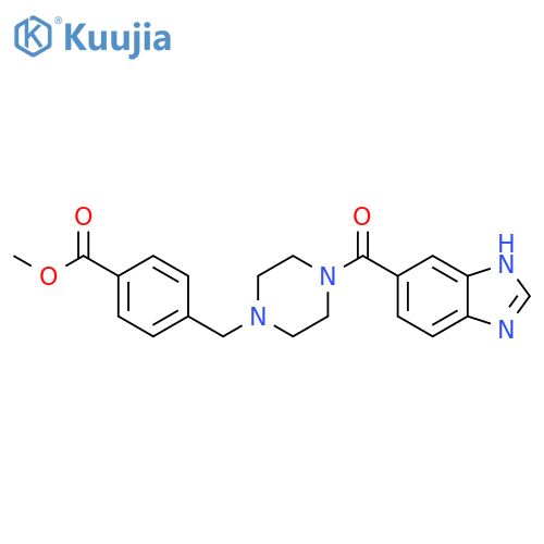 Benzoic acid,4-[[4-(1H-benzimidazol-5-ylcarbonyl)-1-piperazinyl]methyl]-, methylester structure