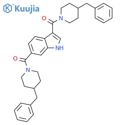 Piperidine, 1,1'-(1H-indole-3,6-diyldicarbonyl)bis[4-(phenylmethyl)- structure