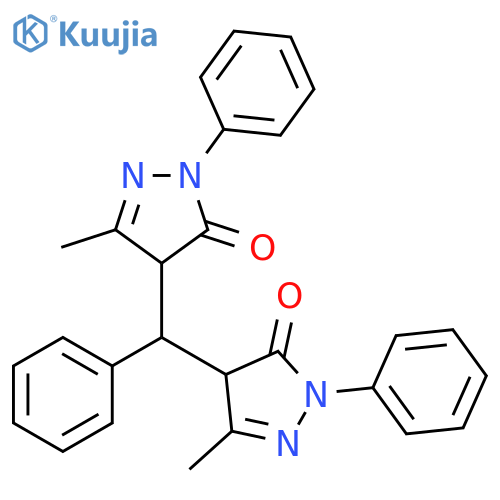 5-methyl-4-[(3-methyl-5-oxo-1-phenyl-4H-pyrazol-4-yl)-phenylmethyl]-2-phenyl-4H-pyrazol-3-one structure