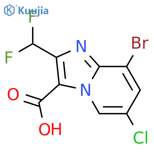 8-Bromo-6-chloro-2-(difluoromethyl)imidazo[1,2-a]pyridine-3-carboxylic acid structure