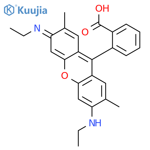 9-(2-Carboxyphenyl)-2,7-dimethyl-3,6-bis(ethylamino)xanthylium structure