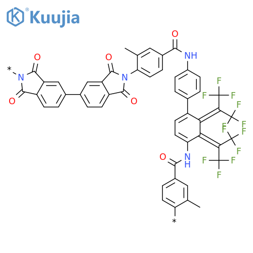 Poly[(1,3-dihydro-1,3-dioxo-2H-isoindole-2,5-diyl)[2,2,2-trifluoro-1-(trifluoromethyl)ethylidene](1,3-dihydro-1,3-dioxo-2H-isoindole-5,2-diyl)(2-methyl-1,4-phenylene)carbonylimino-1,4-phenylene[2,2,2-trifluoro-1-(trifluoromethyl)ethylidene]-1,4-phenyleneiminocarbonyl(3-methyl-1,4-phenylene)] structure