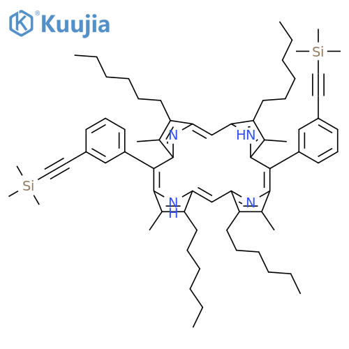 21H,23H-Porphine, 2,8,12,18-tetrahexyl-3,7,13,17-tetramethyl-5,15-bis[3-[(trimethylsilyl)ethynyl]phenyl]- (9CI) structure