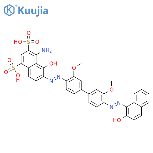 4-amino-5-hydroxy-6-[4-[4-[(2-hydroxy-1-naphthyl)azo]-3-methoxy-phenyl]-2-methoxy-phenyl]azo-naphthalene-1,3-disulfonic acid structure