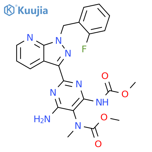 Carbamic acid, N-[4-amino-2-[1-[(2-fluorophenyl)methyl]-1H-pyrazolo[3,4-b]pyridin-3-yl]-6-[(methoxycarbonyl)amino]-5-pyrimidinyl]-N-methyl-, methyl ester structure