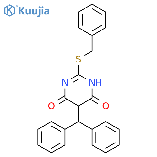 4,6(1H,5H)-Pyrimidinedione, 5-(diphenylmethyl)-2-((phenylmethyl)thio)- structure