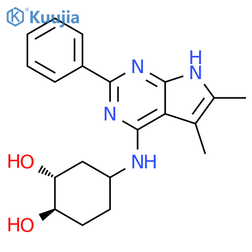 1,2-Cyclohexanediol, 4-[(5,6-dimethyl-2-phenyl-7H-pyrrolo[2,3-d]pyrimidin-4-yl)amino]-, (1R,2R)-rel- structure