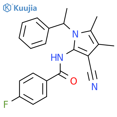 Benzamide,N-[3-cyano-4,5-dimethyl-1-(1-phenylethyl)-1H-pyrrol-2-yl]-4-fluoro- structure