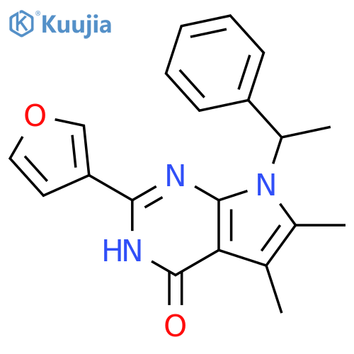 4H-Pyrrolo[2,3-d]pyrimidin-4-one, 2-(3-furanyl)-3,7-dihydro-5,6-dimethyl-7-(1-phenylethyl)- structure