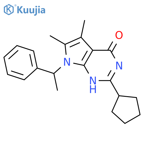 4H-Pyrrolo[2,3-d]pyrimidin-4-one,2-cyclopentyl-1,7-dihydro-5,6-dimethyl-7-(1-phenylethyl)- structure