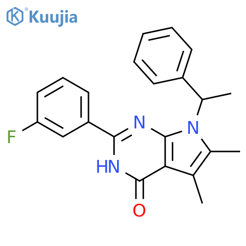 4H-Pyrrolo[2,3-d]pyrimidin-4-one,2-(3-fluorophenyl)-1,7-dihydro-5,6-dimethyl-7-(1-phenylethyl)- structure