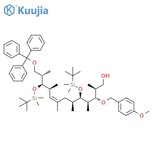 8-Tridecen-1-ol, 5,11-bis[[(1,1-dimethylethyl)dimethylsilyl]oxy]-3-[(4-methoxyphenyl)methoxy]-2,4,6,8,10,12-hexamethyl-13-(triphenylmethoxy)-, (2S,3S,4R,5R,6S,8Z,10S,11R,12S)- structure
