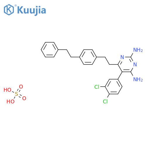 5-(3,4-dichlorophenyl)-6-[2-[4-(2-phenylethyl)phenyl]ethyl]pyrimidine-2,4-diamine;sulfuric Acid structure