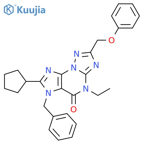 4H-[1,2,4]Triazolo[5,1-b]purin-5(6H)-one,7-cyclopentyl-4-ethyl-2-(phenoxymethyl)-6-(phenylmethyl)- structure
