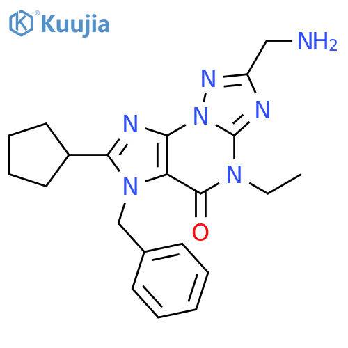 4H-[1,2,4]Triazolo[5,1-b]purin-5(6H)-one,2-(aminomethyl)-7-cyclopentyl-4-ethyl-6-(phenylmethyl)- structure