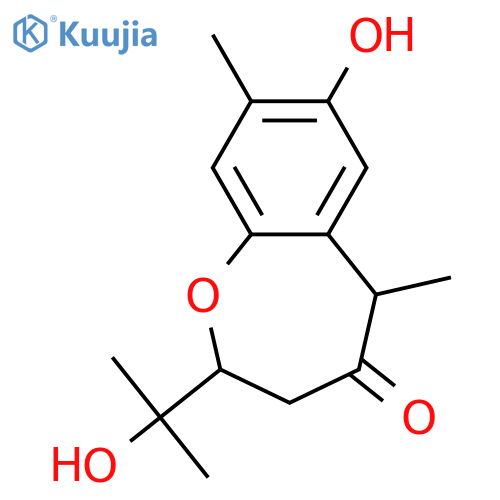 1-Benzoxepin-4(5H)-one,2,3-dihydro-7-hydroxy-2-(1-hydroxy-1-methylethyl)-5,8-dimethyl-,(2R,5S)- structure
