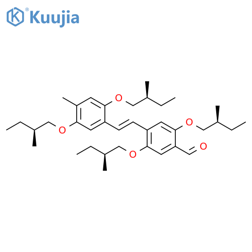 Benzaldehyde,4-[(1E)-2-[4-methyl-2,5-bis[(2S)-2-methylbutoxy]phenyl]ethenyl]-2,5-bis[(2S)-2-methylbutoxy]- structure