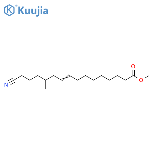 9-Pentadecenoic acid, 15-cyano-12-methylene-, methyl ester structure