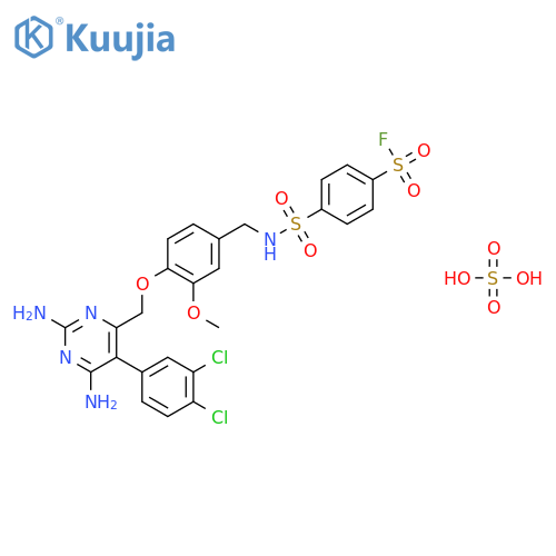 4-[[4-[[2,6-diamino-5-(3,4-dichlorophenyl)pyrimidin-4-yl]methoxy]-3-methoxyphenyl]methylsulfamoyl]benzenesulfonyl fluoride,sulfuric acid structure