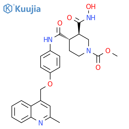 1-Piperidinecarboxylic acid,3-[(hydroxyamino)carbonyl]-4-[[[4-[(2-methyl-4-quinolinyl)methoxy]phenyl]amino]carbonyl]-, methyl ester, (3R,4S)- structure