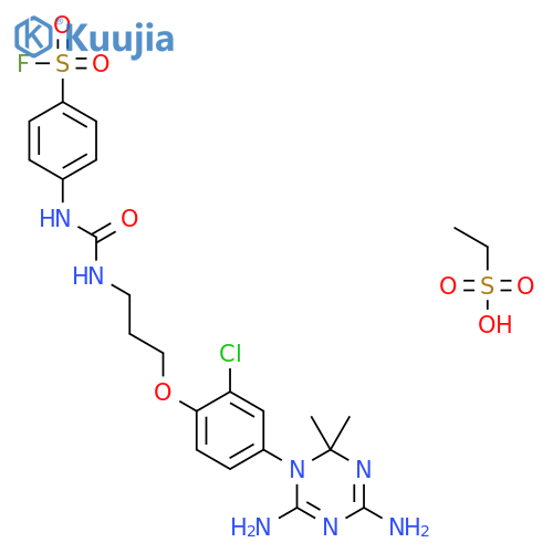 ethanesulfonic acid - 4-[({3-[2-chloro-4-(4,6-diamino-2,2-dimethyl-1,3,5-triazin-1(2H)-yl)phenoxy]propyl}carbamoyl)amino]benzenesulfonyl fluoride (1:1) structure