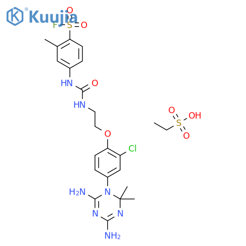 4-[2-[2-chloro-4-(4,6-diamino-2,2-dimethyl-1,3,5-triazin-1-yl)phenoxy]ethylcarbamoylamino]-2-methylbenzenesulfonyl Fluoride;ethanesulfonic Acid structure