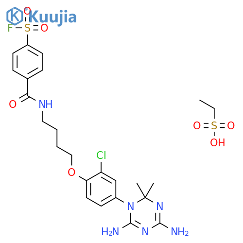 ethanesulfonic acid - 4-({4-[2-chloro-4-(4,6-diamino-2,2-dimethyl-1,3,5-triazin-1(2H)-yl)phenoxy]butyl}carbamoyl)benzenesulfonyl fluoride (1:1) structure