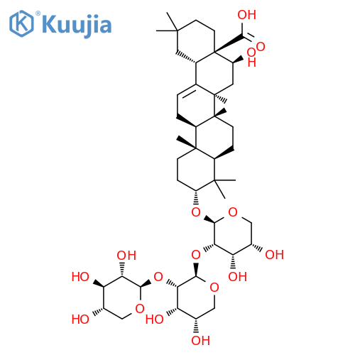 Olean-12-en-28-oicacid, 3-[(O-a-L-arabinopyranosyl-(1&reg;2)-O-a-L-arabinopyranosyl-(1&reg;2)-a-L-arabinopyranosyl)oxy]-16-hydroxy-, (3b,16a)- (9CI) structure