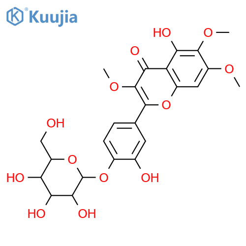 4H-1-Benzopyran-4-one,2-[4-(b-D-glucopyranosyloxy)-3-hydroxyphenyl]-5-hydroxy-3,6,7-trimethoxy- structure