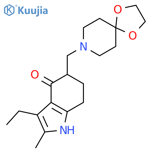 4H-Indol-4-one,5-(1,4-dioxa-8-azaspiro[4.5]dec-8-ylmethyl)-3-ethyl-1,5,6,7-tetrahydro-2-methyl- structure