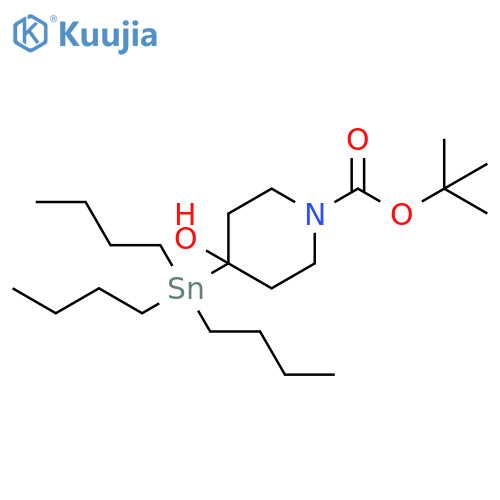 1-Piperidinecarboxylic acid, 4-hydroxy-4-(tributylstannyl)-, 1,1-dimethylethyl ester structure