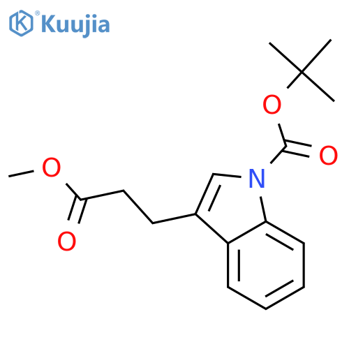 1H-Indole-3-propanoicacid, 1-[(1,1-dimethylethoxy)carbonyl]-, methyl ester structure
