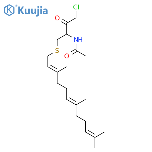 N-[3-Chloro-2-oxo-1(R)-[(2E,6E)-3,7,11-trimethyl-2,6,10-dodecatrienylsulfanylmethyl]propyl]acetamide structure