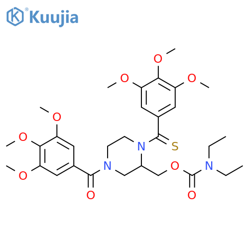 Carbamic acid, N,N-diethyl-, [1-[thioxo(3,4,5-trimethoxyphenyl)methyl]-4-(3,4,5-trimethoxybenzoyl)-2-piperazinyl]methyl ester structure