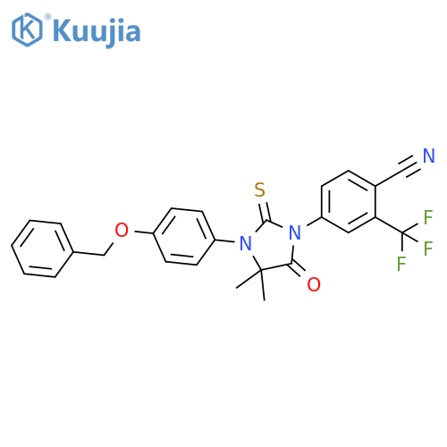 Benzonitrile, 4-[4,4-dimethyl-5-oxo-3-[4-(phenylmethoxy)phenyl]-2-thioxo-1-imidazolidinyl]-2-(trifluoromethyl)- structure