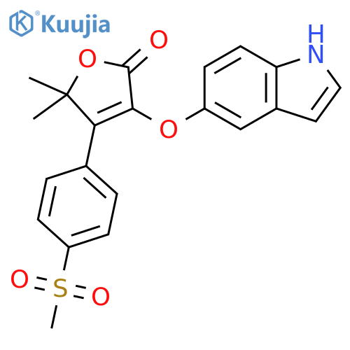 2(5H)-Furanone,3-(1H-indol-5-yloxy)-5,5-dimethyl-4-[4-(methylsulfonyl)phenyl]- structure