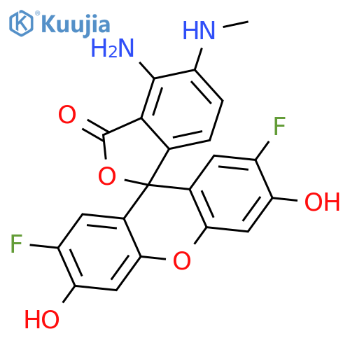 Spiro[isobenzofuran-1(3H),9'-[9H]xanthen]-3-one,4-amino-2',7'-difluoro-3',6'-dihydroxy-5-(methylamino)- structure