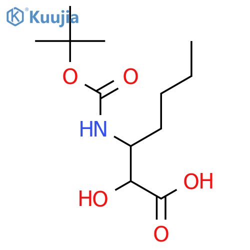 3-{(tert-butoxy)carbonylamino}-2-hydroxyheptanoic acid structure